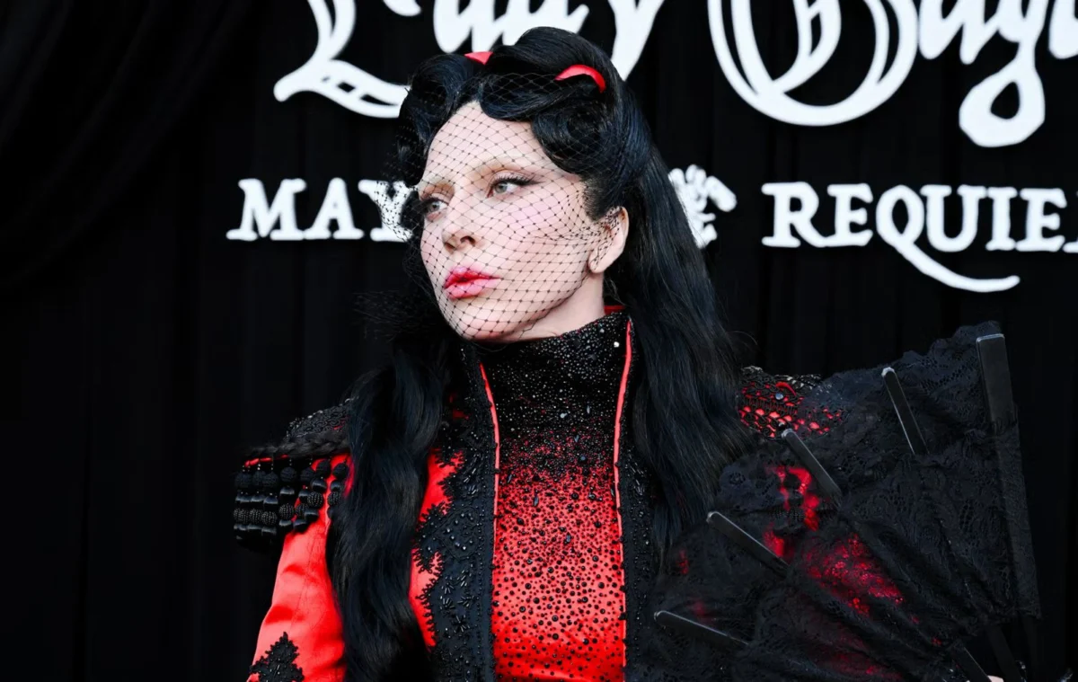 Lady Gaga Dazzles in Iconic Alexander McQueen for Givenchy at "Mayhem Requiem" Premiere