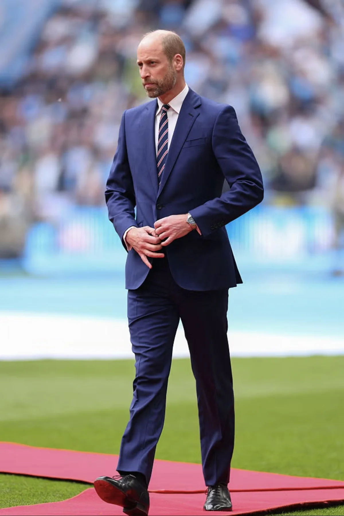 Prince William Appears at FA Cup Final in a Royal Blue Suit