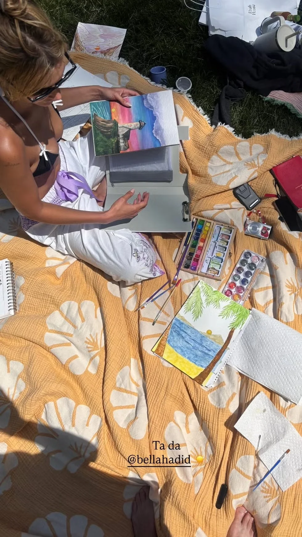 Gigi and Bella Hadid Share Pool Party Snippets While Painting With Antoni and Friends