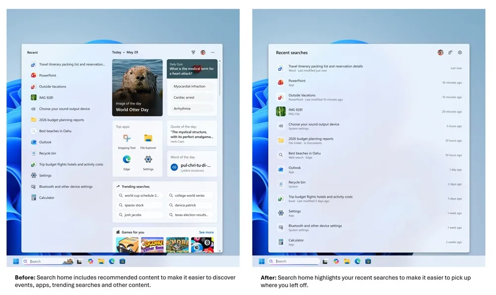 Microsoft Overhauls Windows Search Box with a Cleaner Interface and Enhanced Functionality