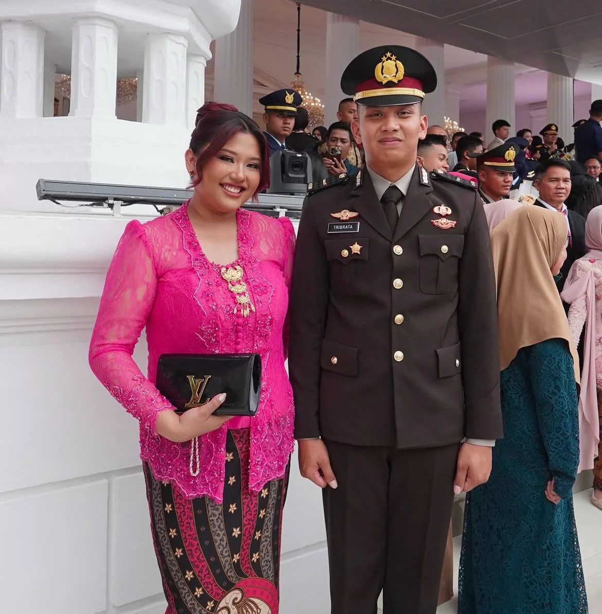 Trisha Eungelica and Trishanna Datia Accompany Tribrata Putra Sambo During Police Officer Inauguration Ceremony in 2026 as Family Legacy Continues